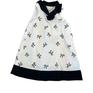 Janie and Jack Girls White Black Velvet Trim Bow Dress with Bloomer 6 to 12 Mos